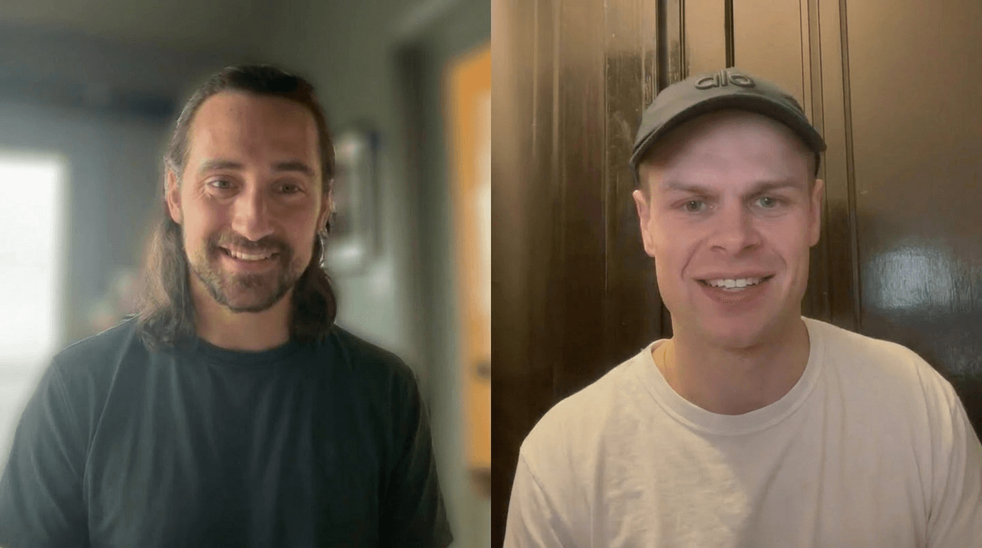 Episode 1 still — Griffin interviewing Sam Holding